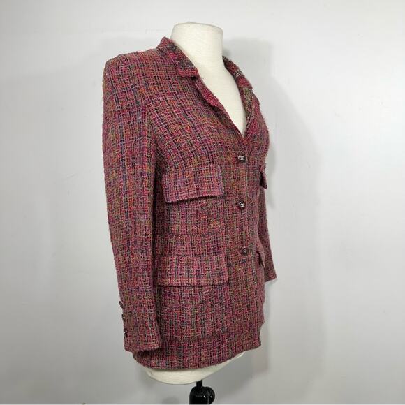Chanel 1998 Fall Collection Pink Tweed Vintage Blazer Jacket FR 38 US 6 - Picture 4 of 14